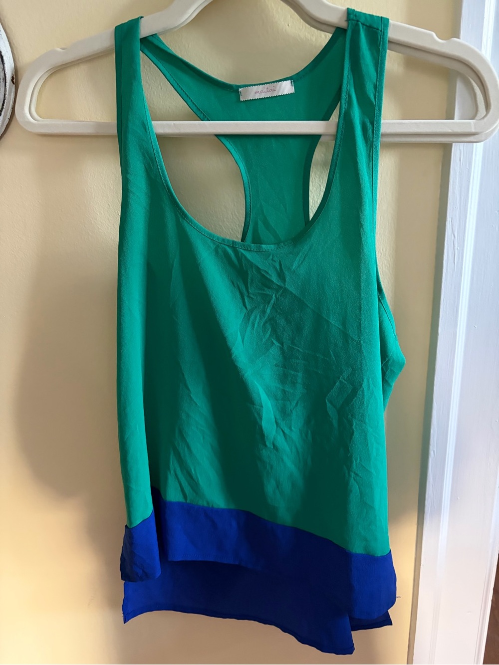 Sleeveless Colorblock Tank Top in Green and Royal Blue